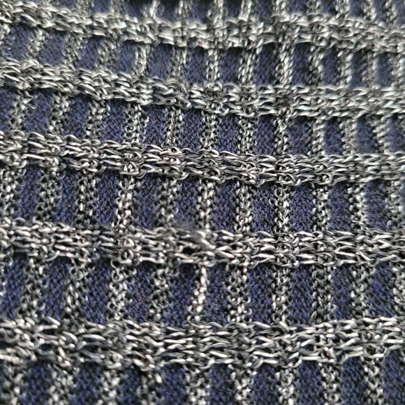 ZARA NAVY BLUE METALLIC THREAD KNIT TUNIC MINI SWEATER DRESS SIZE MEDIUM - Picture 3 of 4